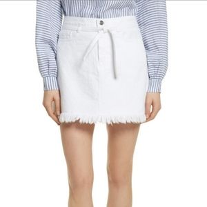 NEW Frame Blanc Frayed Mini Jean Skirt.